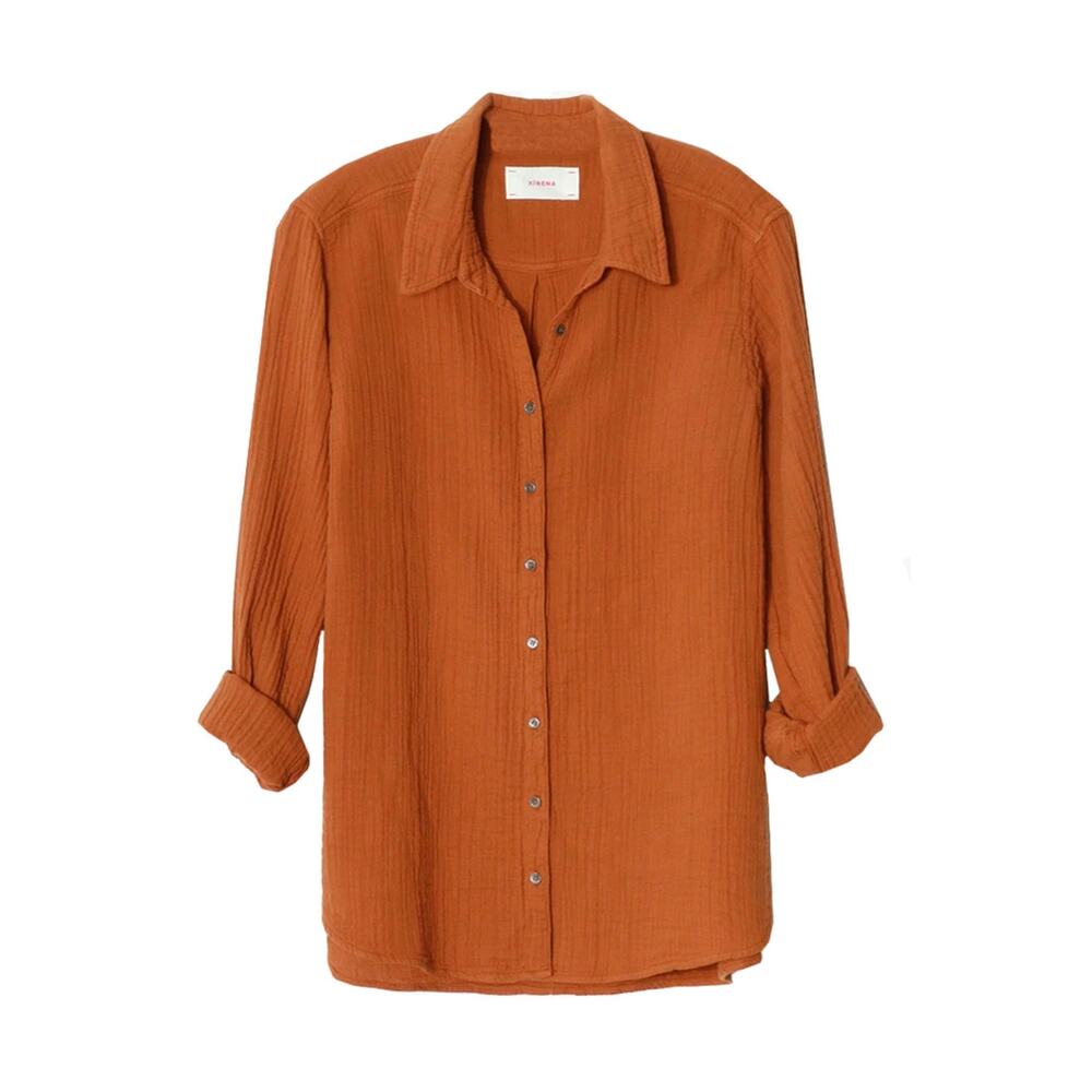 Xirena Scout Shirt Ginger 100% Cotton Gauze Button Down Size S | Retail $198